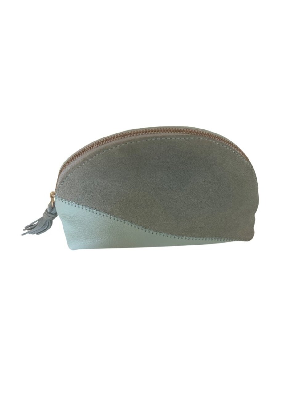 Anthropologie Mint Green Leather Cosmetic Bag With Tassel Detail